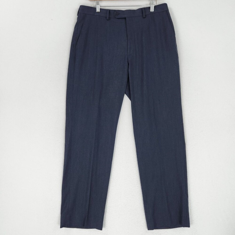 Michael Kors Pants Men 34X32 Blue Flat Front Straight Leg Classic Trouser Career